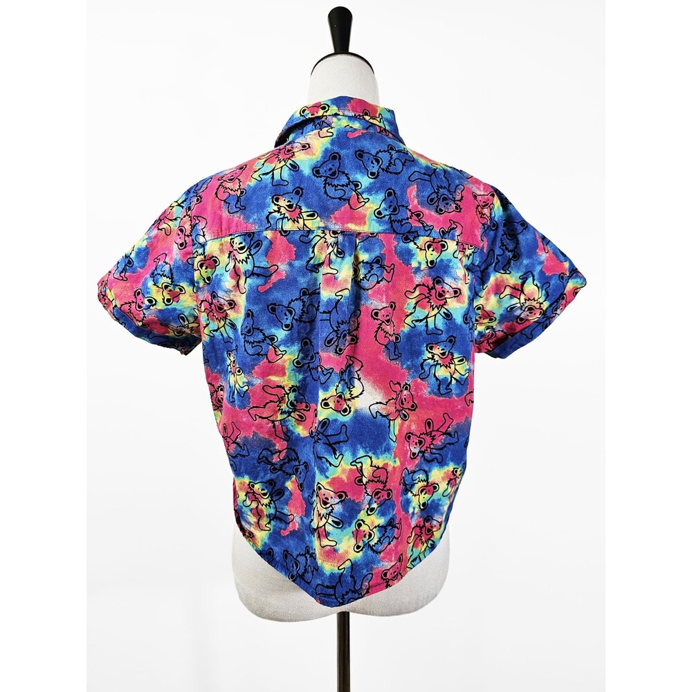 Grateful Dead XL Tie Dye Psychedelic Dancing Bears Cropped Front Tie-Front - Picture 4 of 6